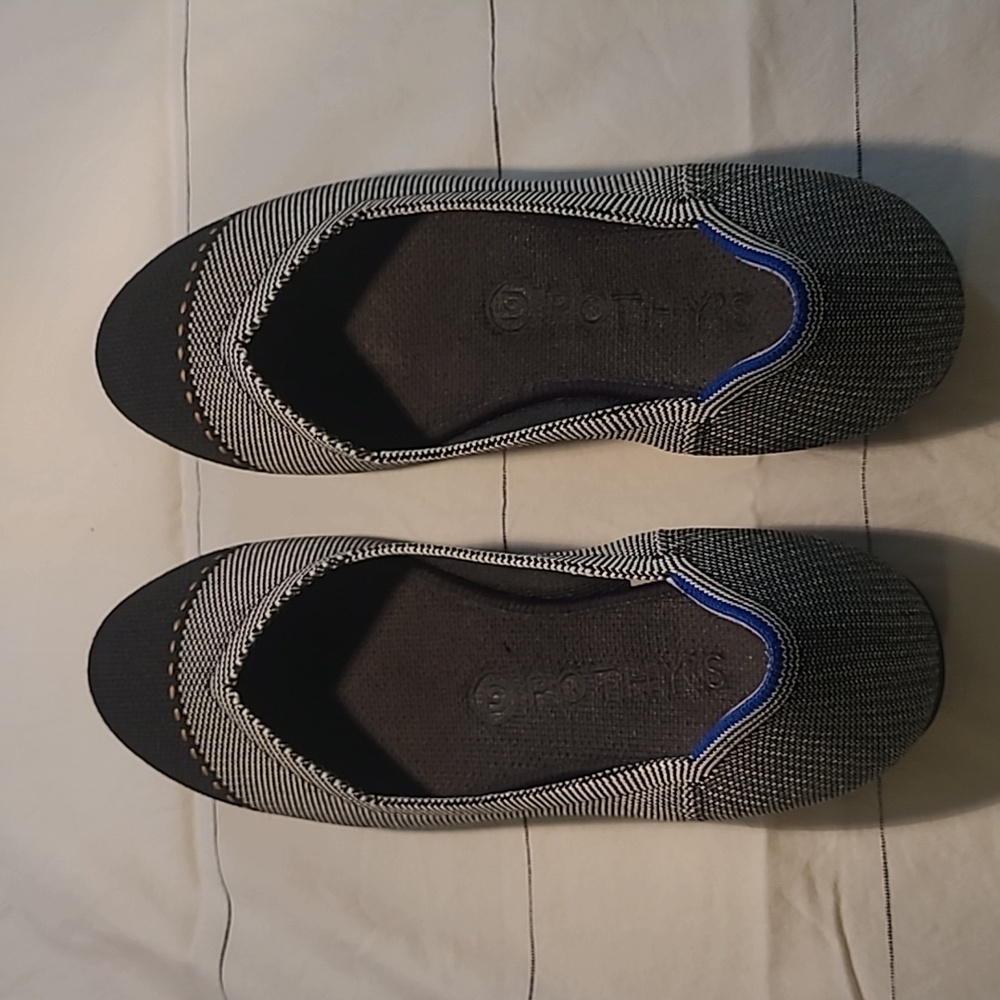 Rothy's Black and White Slip-On Flats